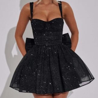 Elegant Pleated Bow Mini Dress