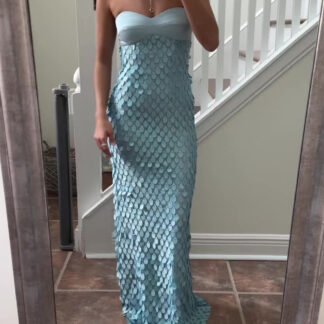 Elegant Strapless Lace Sequined Maxi Dress