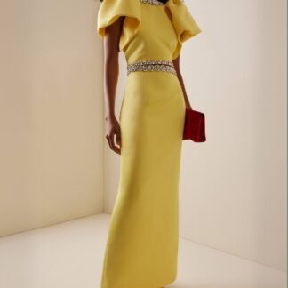 Exquisite Rhinestone-Embellished Puff Sleeve Top And Slit Maxi Skirt Set