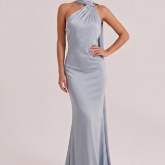 Elegant Shawl Ribbon Maxi Dress
