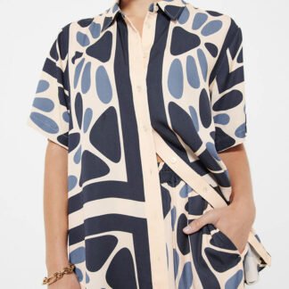 Summer Vacation Style Unique Ethnic Print Loose Oversized Blouse