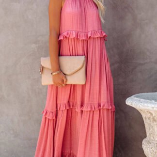 Irregular Cake Sleeveless Maxi Dress