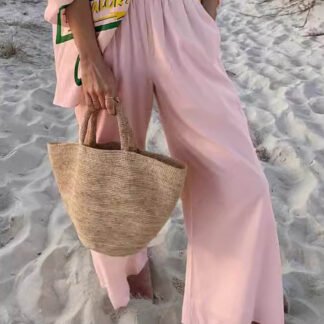 Unique Vacation Style Loose Elastic Wide-Leg Pants