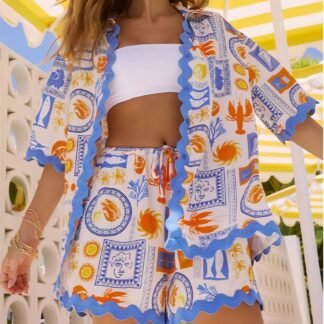 Vacation Ocean Fun Printed Loose Shirt